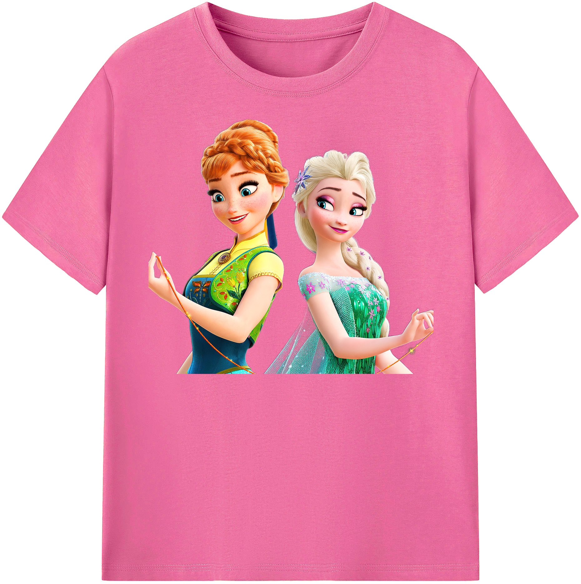 （画像用） アナと雪の女王 アンナ エルサ Frozen Anna Elsa レディースカジュアルプリントTシャツ（綿100％）